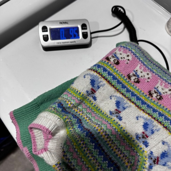 Mini Boden Girls Dog Fair Isle Knit Cardigan Green Pink 11-12Y Wool Blend Read! - Picture 9 of 9